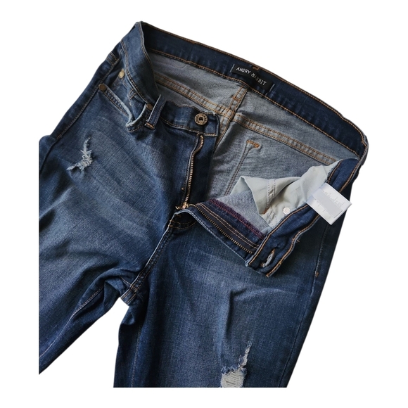 Angry Rabbit Distressed Flare Jeans – Size 29/9, Stretch Denim, High Rise Boho - Picture 3 of 8